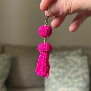 Hot pink beaded tiered earrings